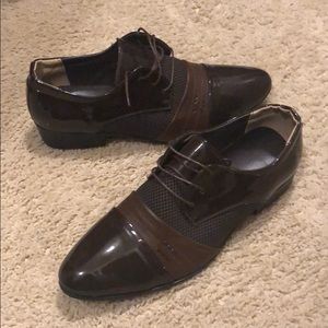 Brown patent leather dress shoes size 10